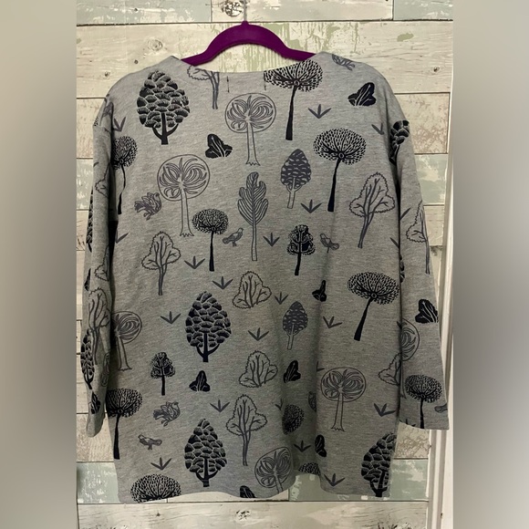 Amato Rizzi Relaxed Fit Whimsical Nature Print Sweatshirt 3/4 sleeves Size 0-10 - Picture 4 of 9